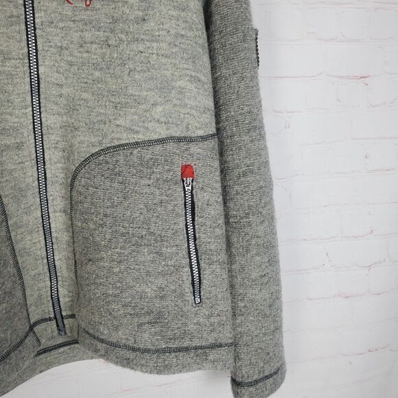 Almgwand Full Zip 100% Wool Jacket Mens GER 52 US L/XL Gray Elbow Patches READ - Picture 7 of 16